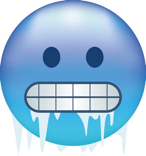 Cold Emoji Freezing Emoticon Icy Blue Face With Gritted Teeth