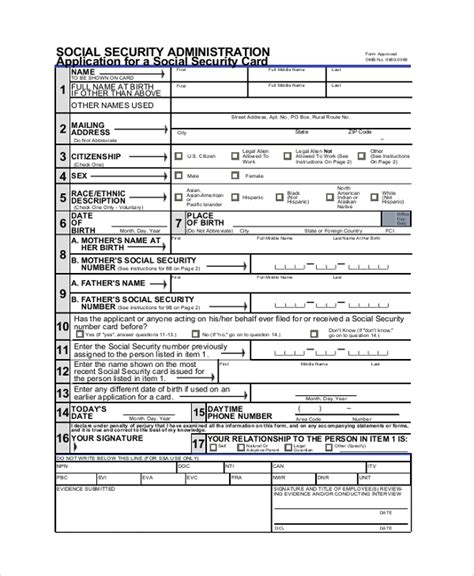 Social Security Application Form Printable Printable Forms Free Online