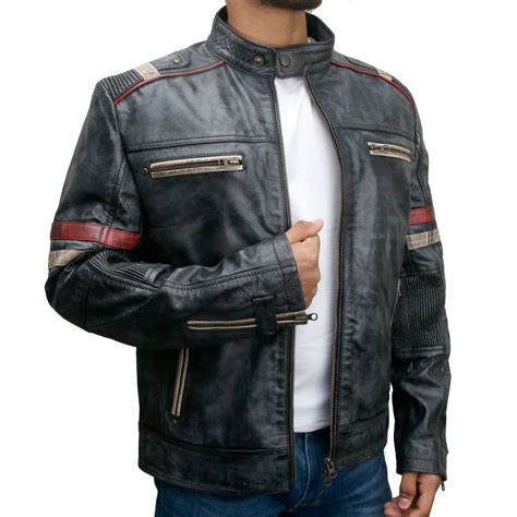 This jacket is a made of genuine leather and has a nice weight to it. Men's Retro Style 2 Cafe Racer Distressed Black Leather ...