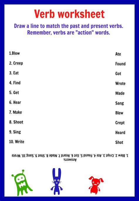verb worksheets  kindergarten worksheets