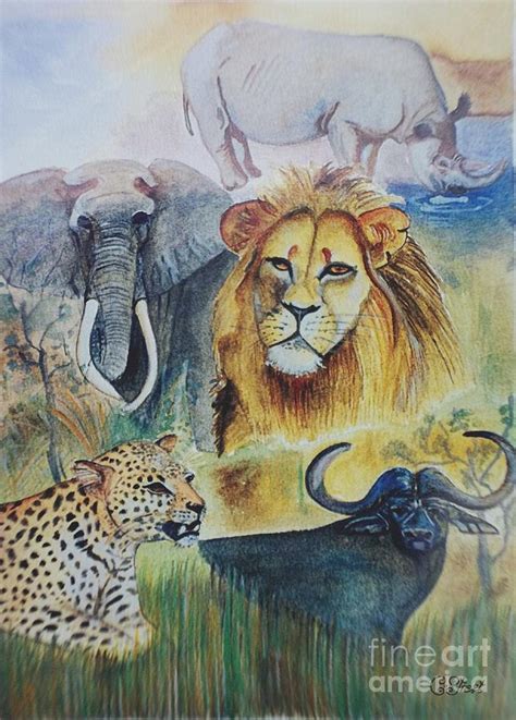 Africas Big Five Wildlife 2 Painting By Caroline Street Fine Art America