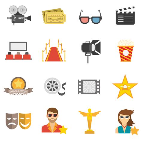 Movie Icons Flat 466404 Vector Art At Vecteezy