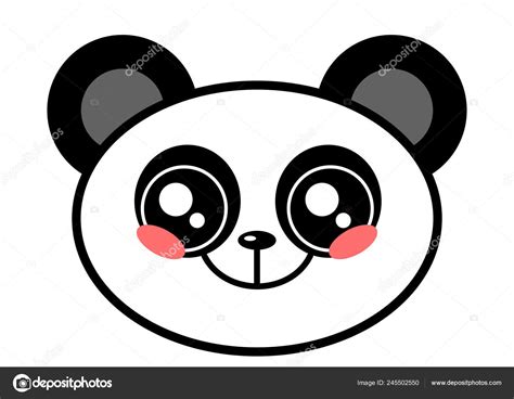 Niedlichen Panda Gesicht Kawaii Gesicht Vektor Illustration Design