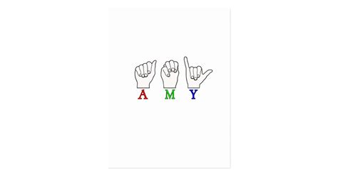 Amy Name Asl Fingerspelled Sign Postcard Zazzle