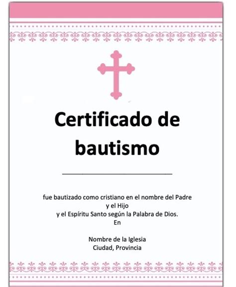 Certificado De Bautismo Descarga Las Plantillas Gratis En Word