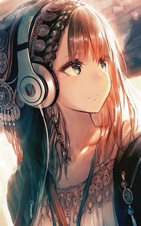800x1280 Anime Girl Headphones Looking Away 4k Nexus 7samsung Galaxy