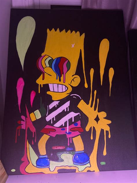 Bart Simpson Trippy Psychedelic Neon Dripping Paint Etsy