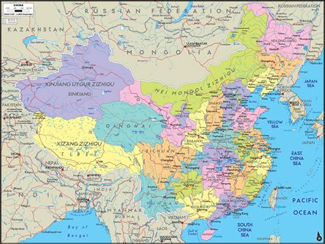 China Political Wall Map By Graphiogre Mapsales Gambaran