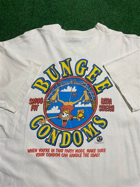 vintage vintage bungee condoms sex 90s parody joke graphic tee shirt