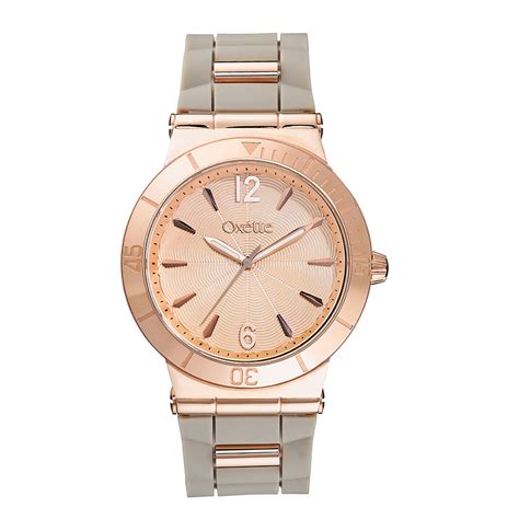Oxette Watch With Rose Gold Stainless Steel Frame And Rubber Strap