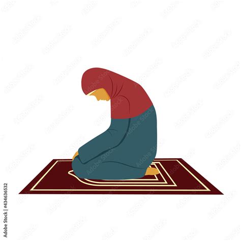 Muslim Woman Praying To Allah Namaz Islamic Prayer Obligatory Five