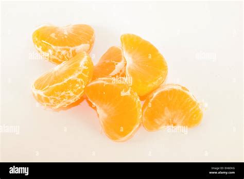 Orange Mandarin Sections Isolated On White Background Stock Photo Alamy