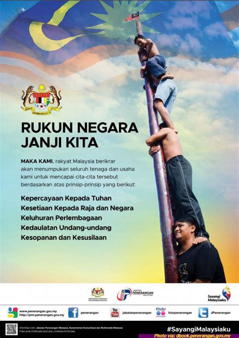 Penghayatan prinsip rukun negara ini mampu membentuk jiwa bangsa malaysia yang mempunyai semangat patriotik, bersatu padu dan patuh kepada peraturan ditetapkan, katanya. Kepelbagaian Reaksi Terhadap Rukun Negara 1970-an - TahuTuai