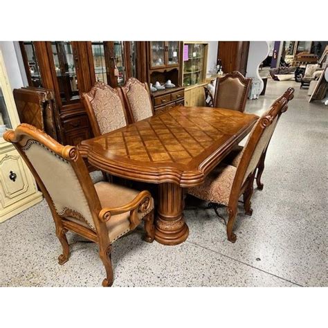 Aico Michael Amini Pecan Monte Carlo Collection Dining Set 7 Pieces