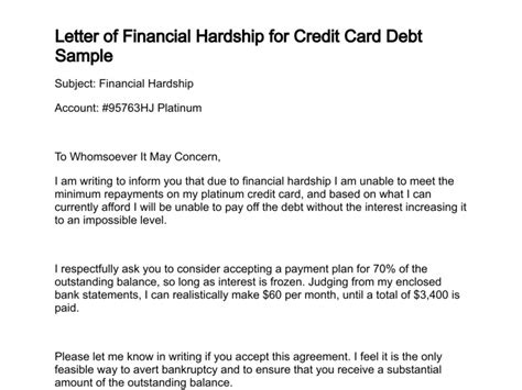 Financial Hardship Letter Business Mentor