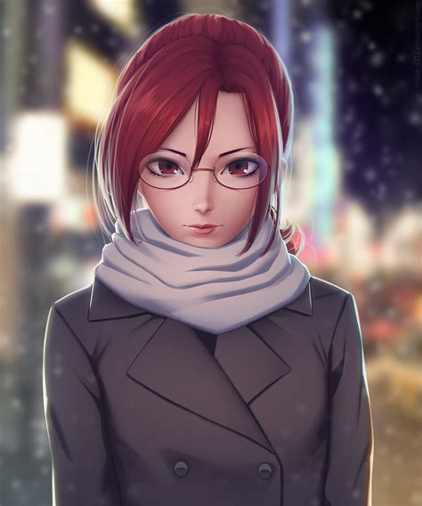 Short Hair Redhead Red Eyes Anime Anime Girls Glasses