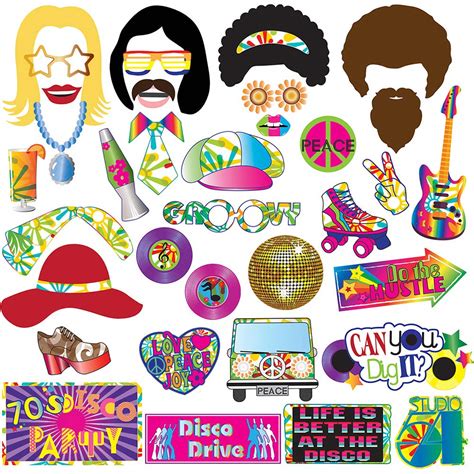 Buy Tmcce 70s Photo Booth Props Party Supplies Kit For 70s Party
