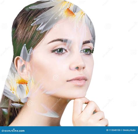 Double Exposure Portrait Of Woman And Nature Stock Photo Image Of