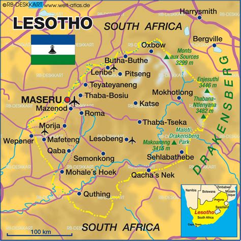 Map Of Lesotho Country Welt Atlasde