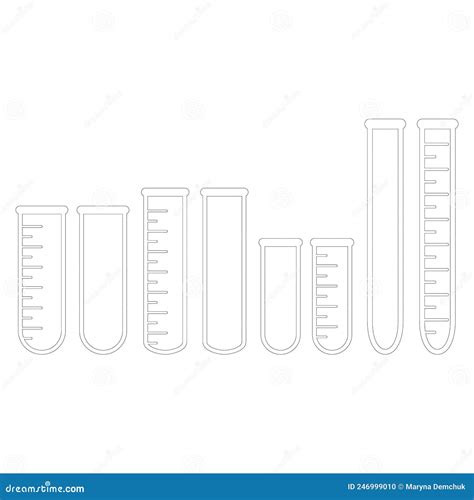 Chemical Test Tubes Vector Icons Set Of Different Sizes Of Flasks