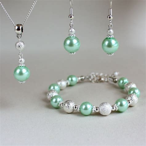 Light Mint Green Faux Glass Pearls Stardust Beads Wedding Etsy