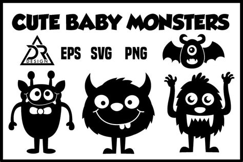 Cute Baby Monsters Svg 352963 Cut Files Design Bundles