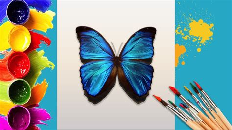 How To Draw Blue Morpho Butterfly Painting And Coloring For Everyone