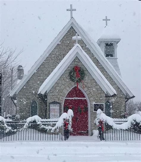Trinity Episcopal Church Mt Airy Nc During Snow Storm Old Country