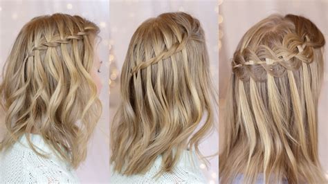 A waterfall braid is the perfect romantic hairstyle for any occasion, and believe it or not it's easy! 3 Waterfall Braids on Short Hair - YouTube