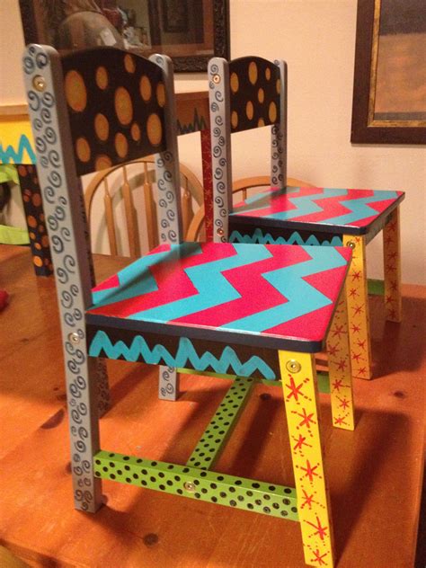 Hand Painted Kid Chairs I Did For A Teacher Friend Funky Furniture
