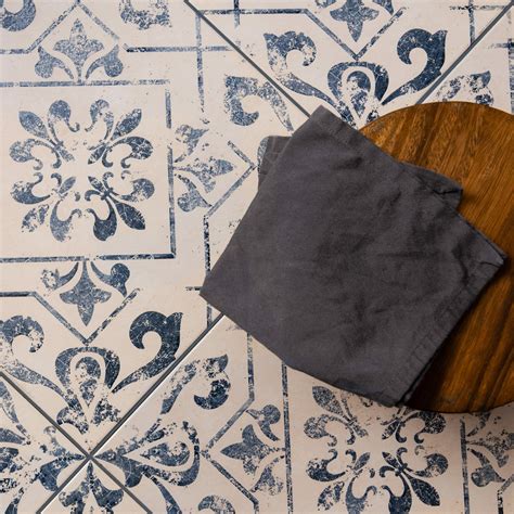 Harran Antique Vintage Blue Pattern Floor Tiles