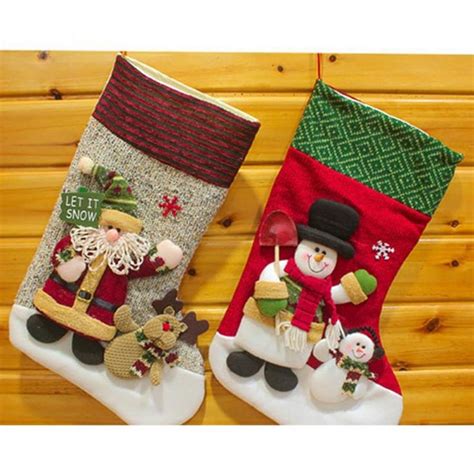 newest traditional christmas stocking santa claus snowman style xmas tree hanging sock