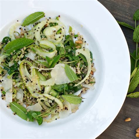 White And Black Express Quinoa Salad With Asparagus Fennel And Waterc