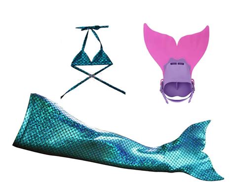 Swimmable Mermaid Tail Tails Monofin Bikini Top Girls Kids Sparkle