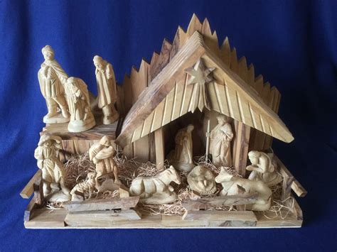 Beautiful 13 Pc Nativity Set Hand Carved Olive Wood W Creche Etsy