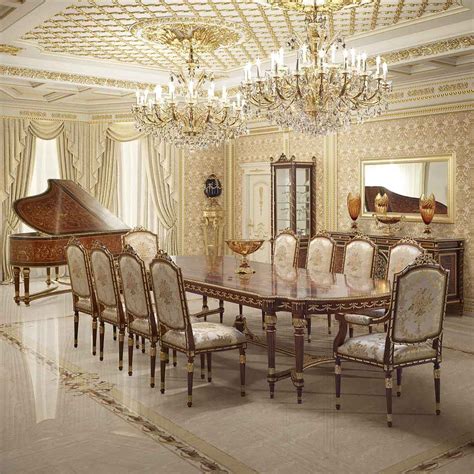 Luxury Classic Italian Dining Room Exclusive Furniture Handcrafted Made