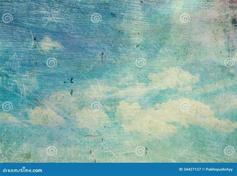 Retro Cloudy Sky Stock Image Image Of Paper Clouds 34427137