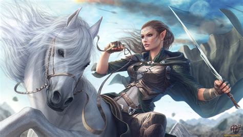 Fantasy Girl Fantasy Art Horse Warrior Women Animals Hd Wallpaper