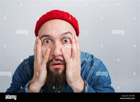 Portrait Of Scared Man Stock Photo Alamy