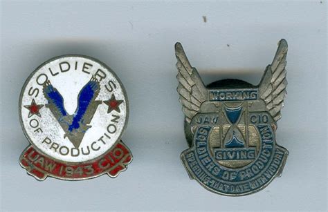 Interesting Ww2 United Auto Workers Soldiers Of Production Lapel Pins
