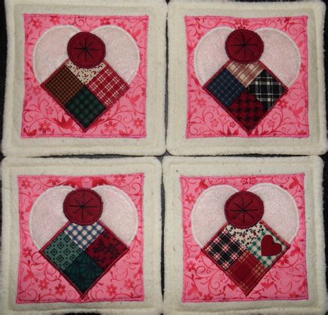 Primitive Whimsical Country Valentine Quilt Squares Hearts