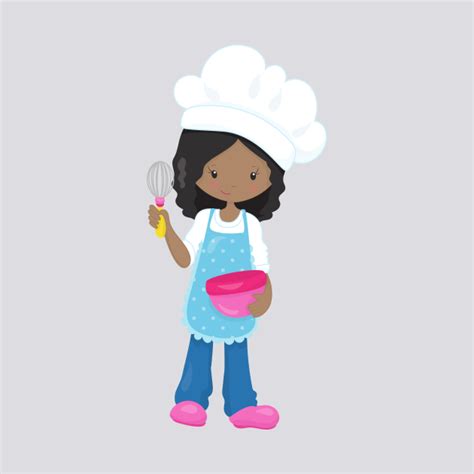 African American Girl Baking Baker Pastry Chef Baking Girl Pin