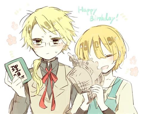 Two Anime Characters Are Posing For The Camera With Happy Birthday