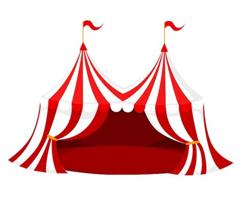 Premium Vector Red And White Circus Or Carnival Tent With Flags And