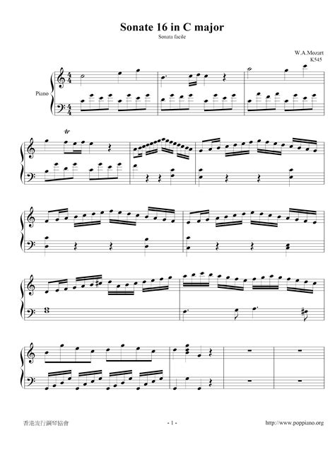 Mozart Piano Sonata No 16 K 545 1st Movt Sheet Music Pdf Free