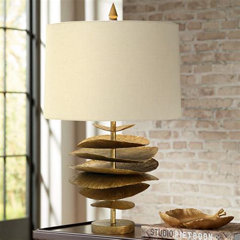 Natural Light Lily Pad Gilded Gold Iron Metal Table Lamp ...
