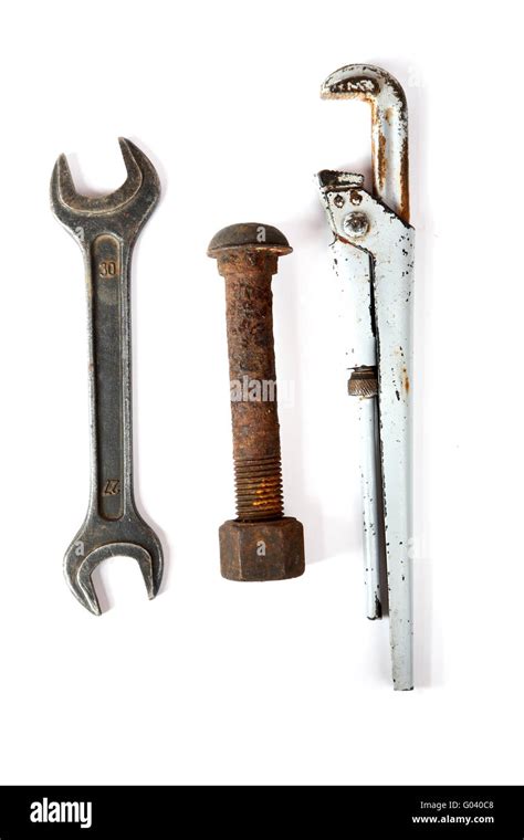 Adjustable Spannerwrench And Rusty Bolt With Nut Stock Photo Alamy
