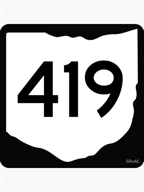 Ohio State Route 419 Area Code 419 Sticker For Sale By Srnac