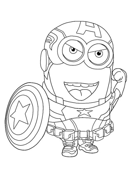 Minion Captain America Coloring Pages 4 Free Printable Coloring