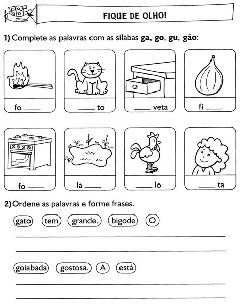 Atividades Com Ga Go Gu Para Alfabetização